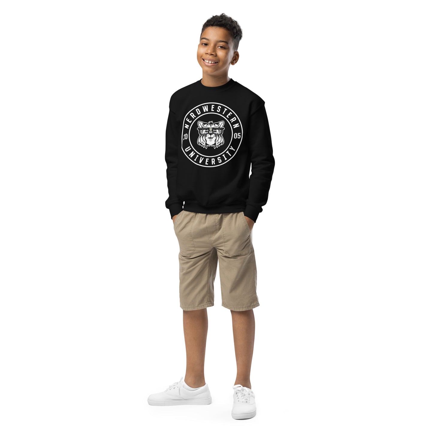 Nerdwestern Youth crewneck sweatshirt